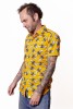 Baïsap - Camisa amarilla y negra corta - Escarabajos - Camisa insectos estampada masculina entallada - #2932