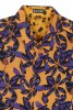 Baïsap - Flowers shirt mens - Clematis - Blue and saffron shirt short sleeved - #3169