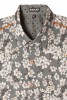 Baïsap - Herren Hemd kurzarm Blumen - Graue Kirschblüte - Kurzarm Hemd slim Fit, dünne Baumwolle - #2920