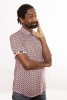 Baïsap - Geometric print shirt for men - Mens pink outfits, short sleeve - #2991