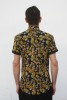 Baïsap - Mens floral shirts short sleeve - Golden Blossom - Black and gold shirt for men, light cotton - #1662