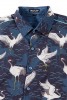 Baïsap - Blue bird shirt short sleeve - Heron - White and blue shirt for men - #2669