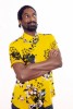 Baïsap - Kurzarm Hemd Blumenmuster - Schafgarbe - Gelbes hemd kurzarm für Herren aus Viskose - #2980