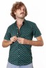 Baïsap - Grünes Kurzarmhemd - Schuppen - Kurzarm Hemden mit Aufdruck - #2956