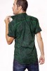 Baïsap - Hemd kurzarm grün - Blätter - Leichtes Baumwollhemd Herren - #2940