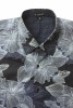 Baïsap - Camisa azul y negra manga corta - Azalea - Camisa negra flores masculina - #2615