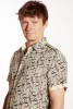 Baïsap - Feather shirt men short sleeve - Cream printed shirt for men - #2715