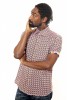 Baïsap - Geometric print shirt for men - Mens pink outfits, short sleeve - #2992