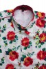 Baïsap - Mens pink short sleeve shirt - Roses - Roses print on white light cotton cambric - #1718