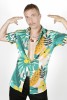 Baïsap - Green hawaiian shirt -Tropicool - Green short sleeve button down - #3139