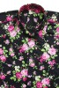 Baïsap - Black floral shirt - Gypsy - Black dress shirt with rose - #1813