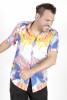 Baïsap - Camisa manga corta de colores - Naíf - Camisa hojas multicolor de hombre - #3192
