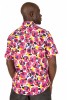 Baïsap - Camisa floreada rosa - Damasco - Camisa gruesa manga corta hombre - #3582