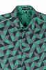 Baïsap - Chemise manche courte motif - Graphique - Motif géométrique 90's triangles gris & vert - #3156