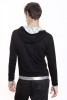 Baïsap - Sweat à capuche zippé - Argent - Jersey de coton noir léger et lurex argenté - #2162