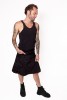 Baïsap - Mens pleated skirt - Kilt - Mens short skirt, black cotton - #2828