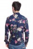 Baïsap - Blue flower shirt - Dahlia - Mens slim fit shirts, viscose made - #1907
