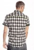 Baïsap - Argyle shirt, short sleeve - Jacquard - Printed half shirt, gray checks - #2439