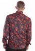Baïsap - Schwarzes Hemd mit Muster - Rote Blumen - Schwarz rotes Hemd Herren - #2396