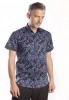 Baïsap - Floral half shirt - Forget-Me-Not - Light cotton shirt, short sleeve - #2513