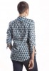Baïsap - Bluse grafisches Muster - Blaue Bluse mit geometrisches Muster - #2548