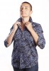 Baïsap - Blumenbluse - Vergissmeinnicht - Blaue Bluse mit Muster - #2473