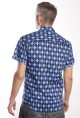 Baïsap - Argyle shirt, short sleeve - Blue Jacquard