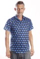 Baïsap - Argyle shirt, short sleeve - Blue Jacquard