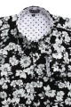 Baïsap - Mens black floral shirt - Gray Flowers 