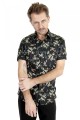 Baïsap - Camisa flores negra manga corta - Jazmín 