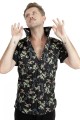 Baïsap - Camisa flores negra manga corta - Jazmín 